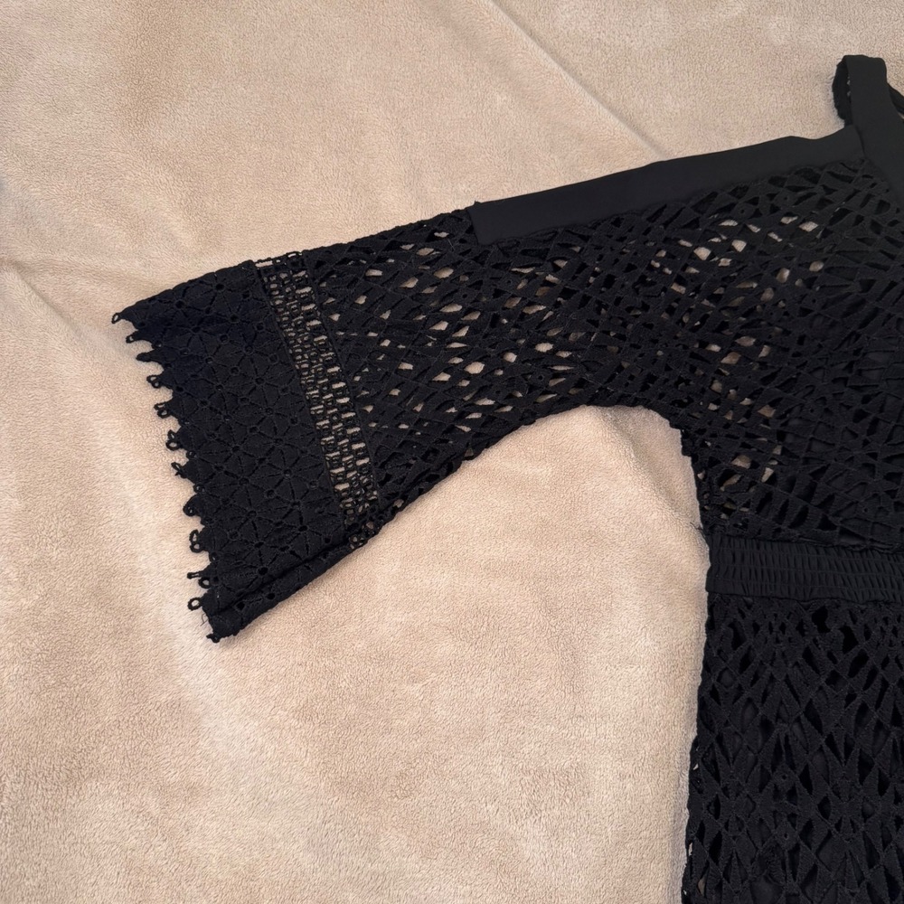 The Clothing Company Crochet Swim Cover Bell Sleeve Maxi Dress Witchy Boho Sz M - Picture 9 of 16